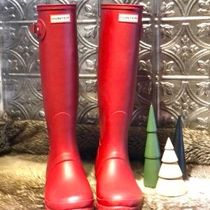 Red Original Tall Hunter Rain Boots womens Size 9